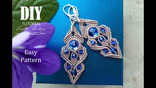 Makramowe kolczyki krok po kroku / Macrame earrings with crystals Tutorial DIY / Long earrings DIY