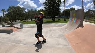 Basics of roller skating in skate parks: rock to fakie!