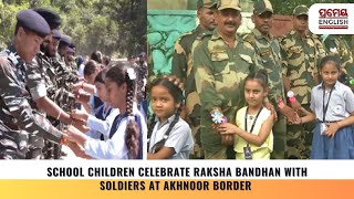 School children celebrate Raksha Bandhan with soldiers at Akhnoor border