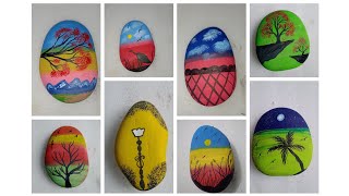 8 paintings on stone beautiful rock paintings #rockpainting#rockart #rockpaintingideas#stonepainting