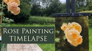 Rose Painting Demonstration Timelapse: Plein air rose painting in the garden!