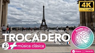 Trocadero: La explanada con la mejor vista de la torre Eiffel. Paris, Francia 🇫🇷. 4K.