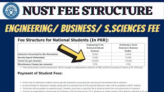 NUST FEE STRUCTURE | UNIVERSITY NATIONAL AND FORIEGN | ENGINEERING IT BUSINESS SOCIAL SCIENCES