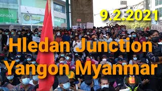 Demonstration at Hledan Junction,Yangon,Myanmar(9 February 2021)