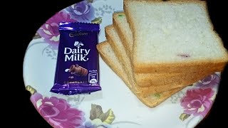 2 Minute Evening Snack recipe|Bread and Dairy Milk quick one minute| Evening Snack recipe