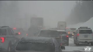 Insane blizzard slams California - Strands hundreds on Donner Pass   Atmospheric River D2 - 4k