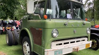 Classic 1973 ford cab over truck start up and idle.