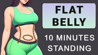 10 min Standing ABS CARDIO Workout for BEGINNERS🔥 Get FLAT BELLY // No Squat & No Jumping