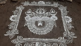 sriramanavami special rangoli kolam with side border designs//freehand lotus rangoli