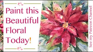 Watercolor Beginners Tutorial 'Poinsettia Beauty' for Christmas