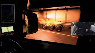 Euro Truck Simulator 2 Pro mods 2.63 Coruna (Spain) to Madrid (Spain) we see a tanker on fire!!!!