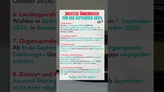 Wichtige Änderungen für den September 2024! #shorts