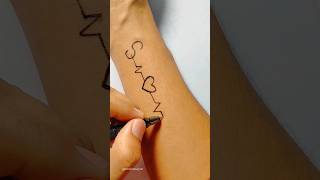 S ❤️ M Heartbeat tattoo with pen #shorts #love