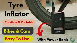 Pocket Tyre Inflator for Bikes & Cars | 4000 mah Power Bank | Cordless & Portable | How Can I Help U