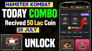 Hamster Kombat Daily Combo 28 July | Hamster Bank Unlock | Hamster Kombat 28 July combo code