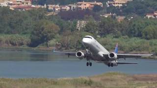 4X-EMC Arkia - Israeli Airlines Embraer ERJ-195AR Corfu Airport, with Live ATC [1080p]