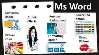 How to Remove Background, use Artistic Effects, Colors, Compress etc. in ms word - in Hindi