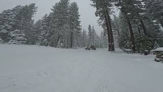 Caltrans John Deere blade plowing Highway 89 in Timberland