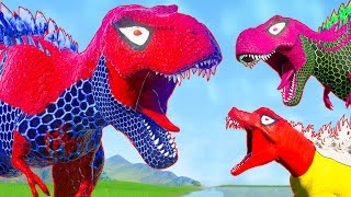 T-Rex Dinosaur Battle in Jurassic World - Spiderman T-Rex Dinosaur Pro SuperHero Team JWE 2