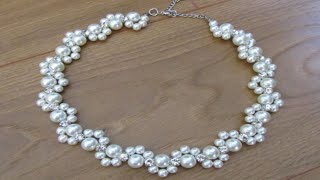 Diy white pearls necklace#necklace