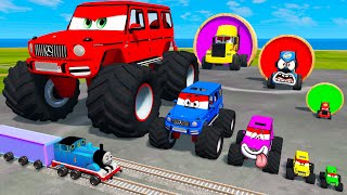 Big & Small Red Vizor Monster Truck VS Thomas The Tank Engine | BeamNG.drive