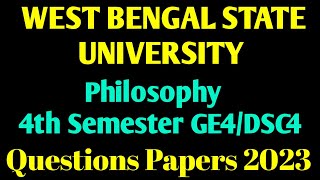 West Bengal State University B.A General 4th Semester Questions Papers 2023| GE4/DSC4 Questions 2023