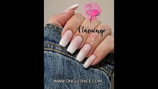 Babyboomer glitter top tendance rentrée 2022 ✨️ www.onglesnice.com Flamingo nails by Vicky