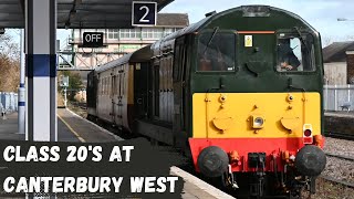 Class 20's visit Canterbury - 20107 and 20096 (D8107 & D8096) - arrival, thrash and departure!