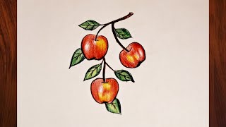 How to draw apples 🍎 easy | Apple drawing technique step by step | Easy Drawing for beginners