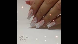 #White #Sparkle #Nail #design #With #Foil