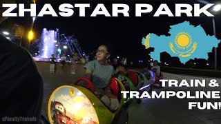 Summer Night Adventure | Kid Train & Jumping on Trampolines | Zhastar Park | Kazakhstan | 2023 [HD]