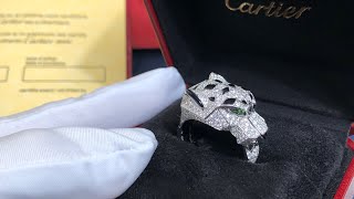 Panthere 18K White Gold Diamond Ring.