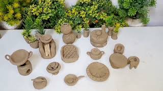 Easy technique make handmade miniature kitchen setwith clay।।miniature clay kitchen tools।ft