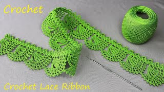 Beautiful and very easy to crochet LACE for beginners PATTERN SCHEME Ленточное кружево крючком КАЙМА