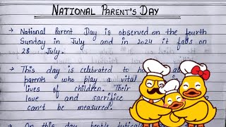 National Parents Day | Write an Essay on National Parents Day