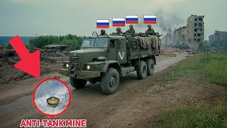 Russian Military Truck with 15 Soldiers Blown Up by Anti-Tank Mine!