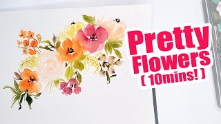 Let's Paint! Fun 10 minute orange yellow summer loose watercolor flowers