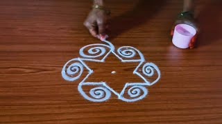 daily kolam design ll 5x3 dot's rangoli ll routine Muggu ll simple kolam ll @ Telugu Ammayi Rangoli