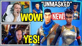 Streamers REACT to *NEW* UNMASKED "Blue Squire" & "Royal Knight" Skins! (OG Face Reveal)