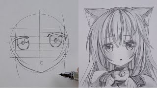 How to Draw cute Anime Girl with ease ! 🐱| ss_art1