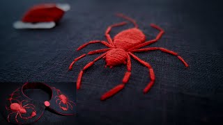 How to embroider a spider | Halloween Detachable Collar with Embroidered Spiders