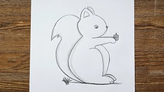 cute Baby squirrel Nut pencildrawing@Yogesh Drawing Academy