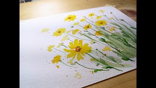 Thank You Jesus for the Yellow Wildflowers / Easy Watercolor for Beginners