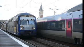 Trains at Calais Ville - BB 22200/ VR2N and Z 27500 - Trains à Calais Ville - 4K