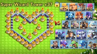 Super Wizard Tower x37 VS All Normal Troops Challenge - Clash Of Clans