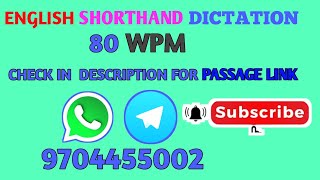 80 WPM| SSC STENOGRAPHER GRADE-D| SSC STENO| NCERT| VIDHAN SABHA STENO DICTATION|