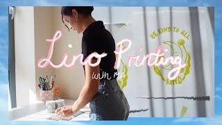 Lino Print With Me| Art Vlog| Iceandsea