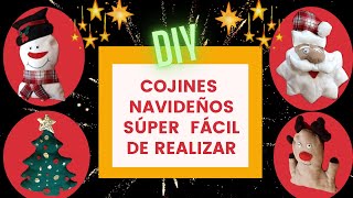 COJINES NAVIDEÑOS Pino, Santa, Mono de Nieve y Reno (con PATRONES INCLUIDOS) ECONÓMICOS y FÁCILES