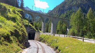 ★ 4K 🇨🇭Chur - Albulabahn - St. Moritz summer cab ride, Switzerland [07.2020]