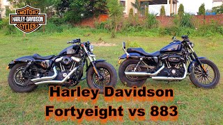 Harley Davidson FortyEight 1202cc Vs Iron 883cc Drag Race